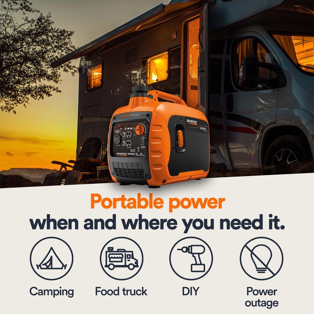 Generac GP3300i Portable Inverter Generator in Orange and Black, , large