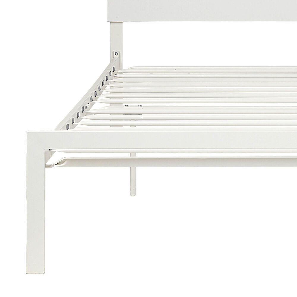 Hearth and Haven Queen Platform Bed with Slat Headboard in White, , large