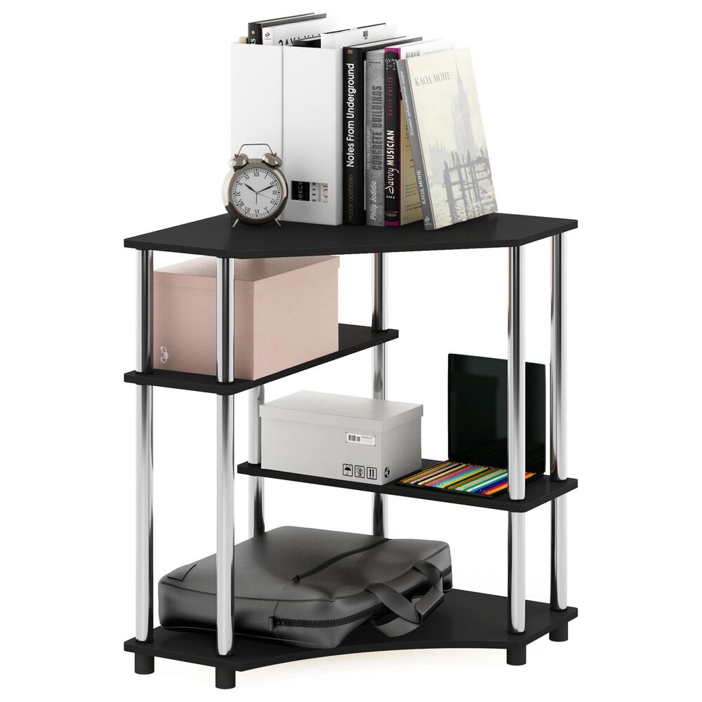 HOMLUX Multipurpose Corner Desk with Storage Shelves in Americano and Stainless Steel, , large
