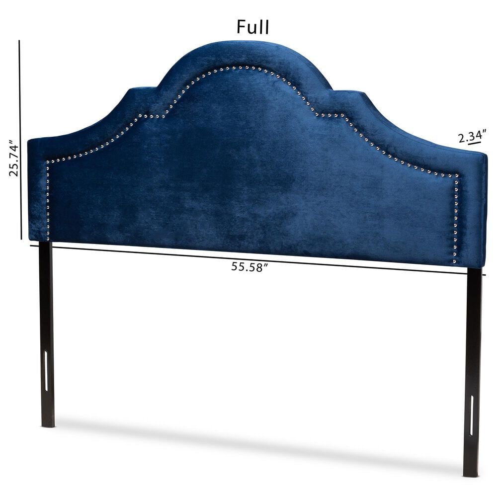 Baxton Studio Rita Full Panel Headboard in Blue Velvet, , large