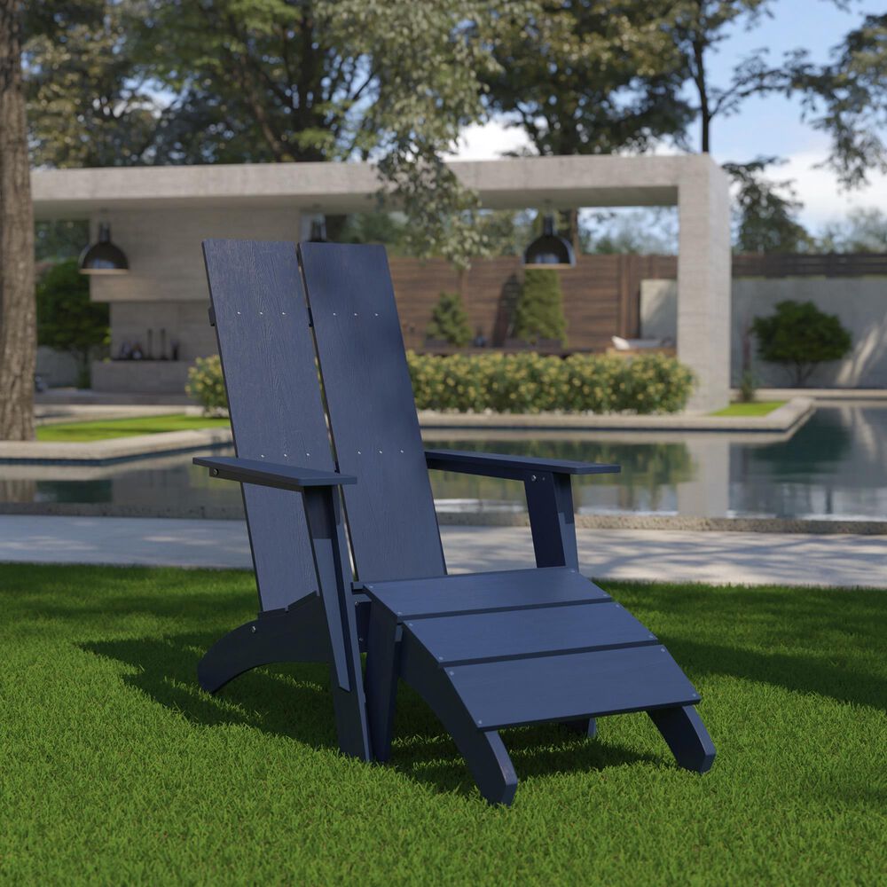 Flash Furniture Sawyer Adirondack Chair in Navy Blue, , large
