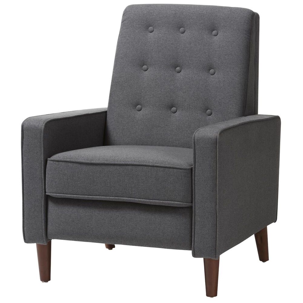Baxton Studio Mathias Upholstered Push Back Lounge Chair in Grey, , large