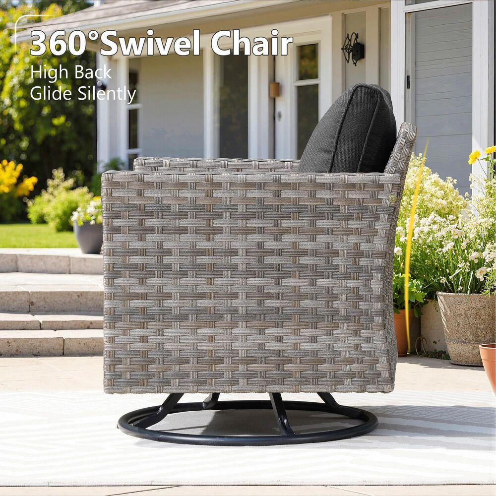 HOMLUX 3-Piece Outdoor Conversation Set in Black, , large