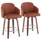 LumiSource Dahlia Swivel Counter Stool with Camel Upholstery in Walnut and Chrome (Set of 2), , large