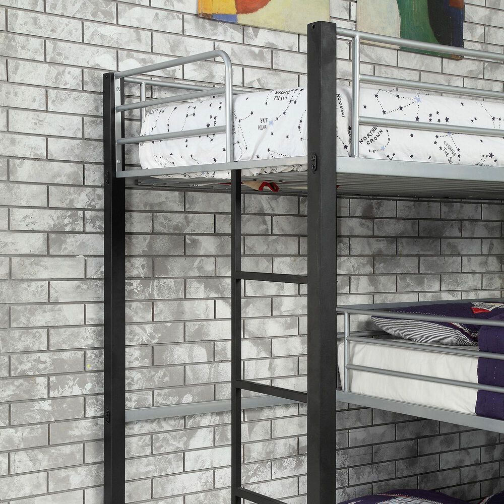 Furniture of America Hatch Twin Triple Bunk Bed in Sand Black and Silver, , large