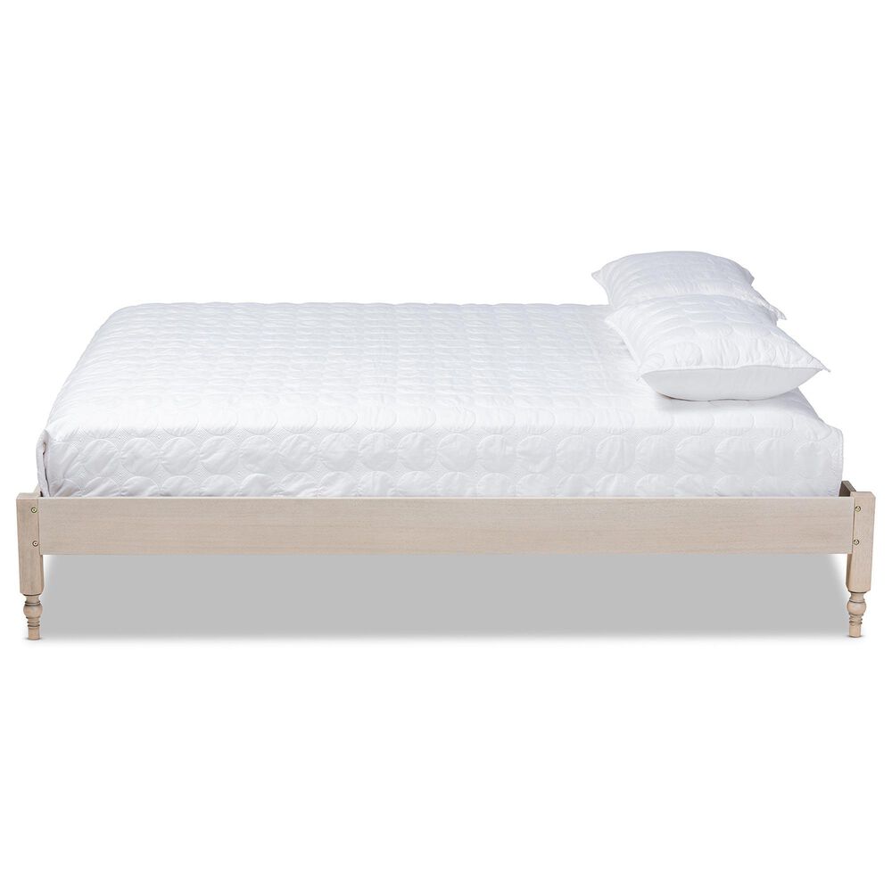 Baxton Studio Laure Queen Platform Bed Frame in Antique White, , large