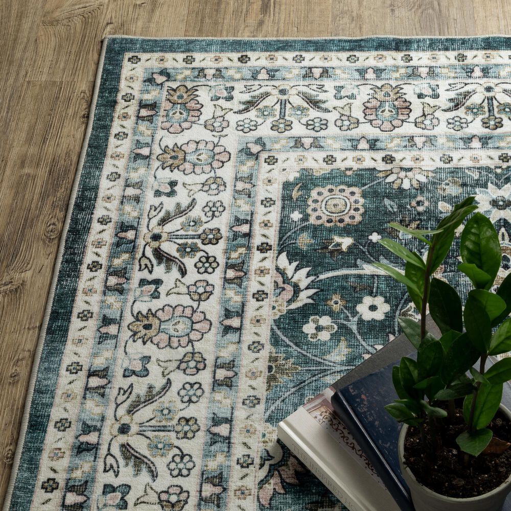 Oriental Weavers Sumter 5&#39; x 7&#39; Teal and Ivory Area Rug, , large