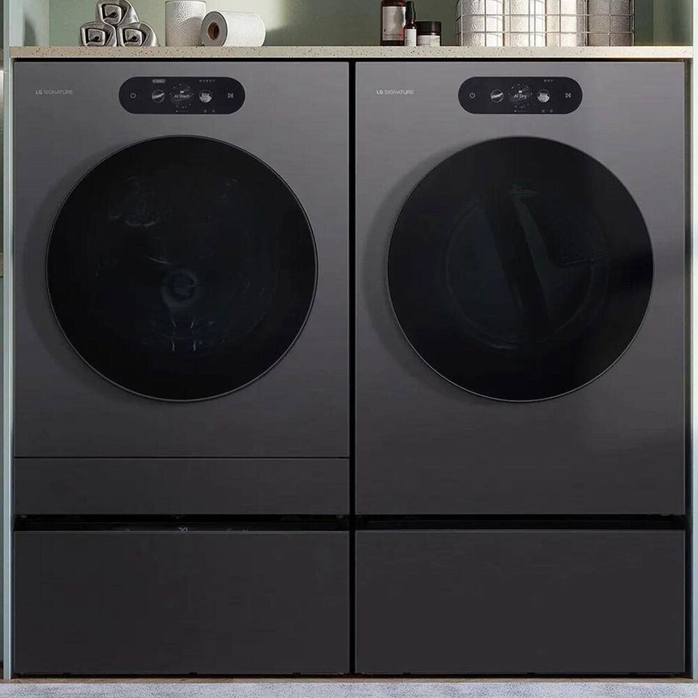 LG 5.8 Cu. Ft. Smart Front Load Washer and 9 Cu. Ft. Smart Electric Dryer Laundry Pair in Brushed Black Steel, , large