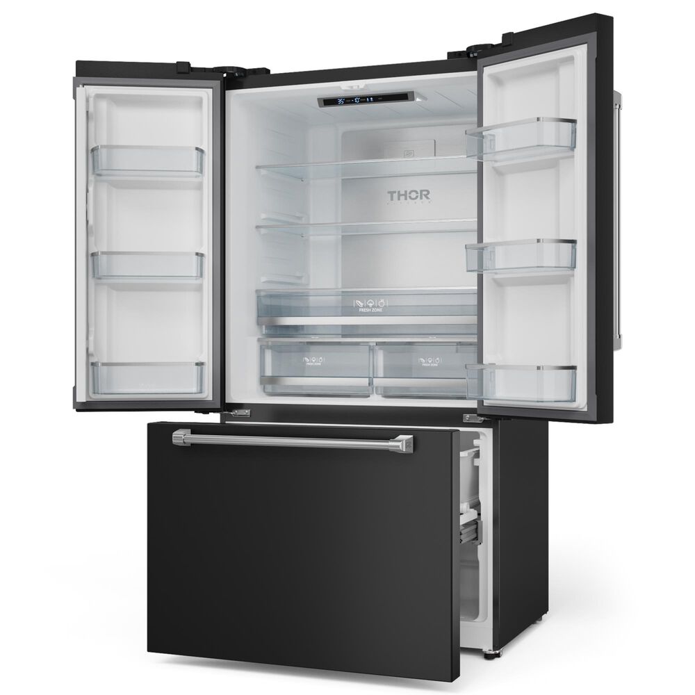 THOR KITCHEN Gordon Ramsay 20.3 Cu. Ft. Counter Depth French Door Refrigerator with Stainless Steel Handle Kit in Black, , large