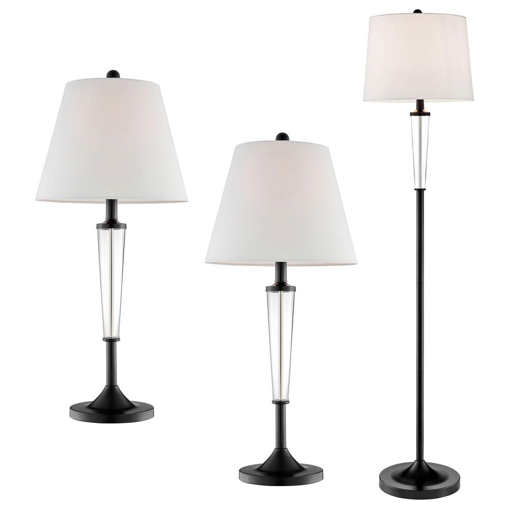 Lite Source Freida 3-Piece Lamp Set in Black, , large