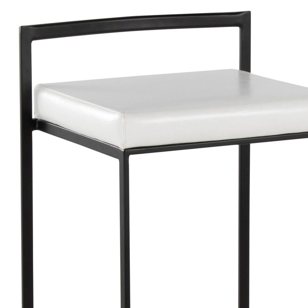 Lumisource Fuji Stackable Barstool with White Faux Leather Cushion in Black &#40;Set of 2&#41;, , large