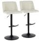 LumiSource Toriano Swivel Adjustable Bar Stool with Cream Fabric Upholstery in Black (Set of 2), , large