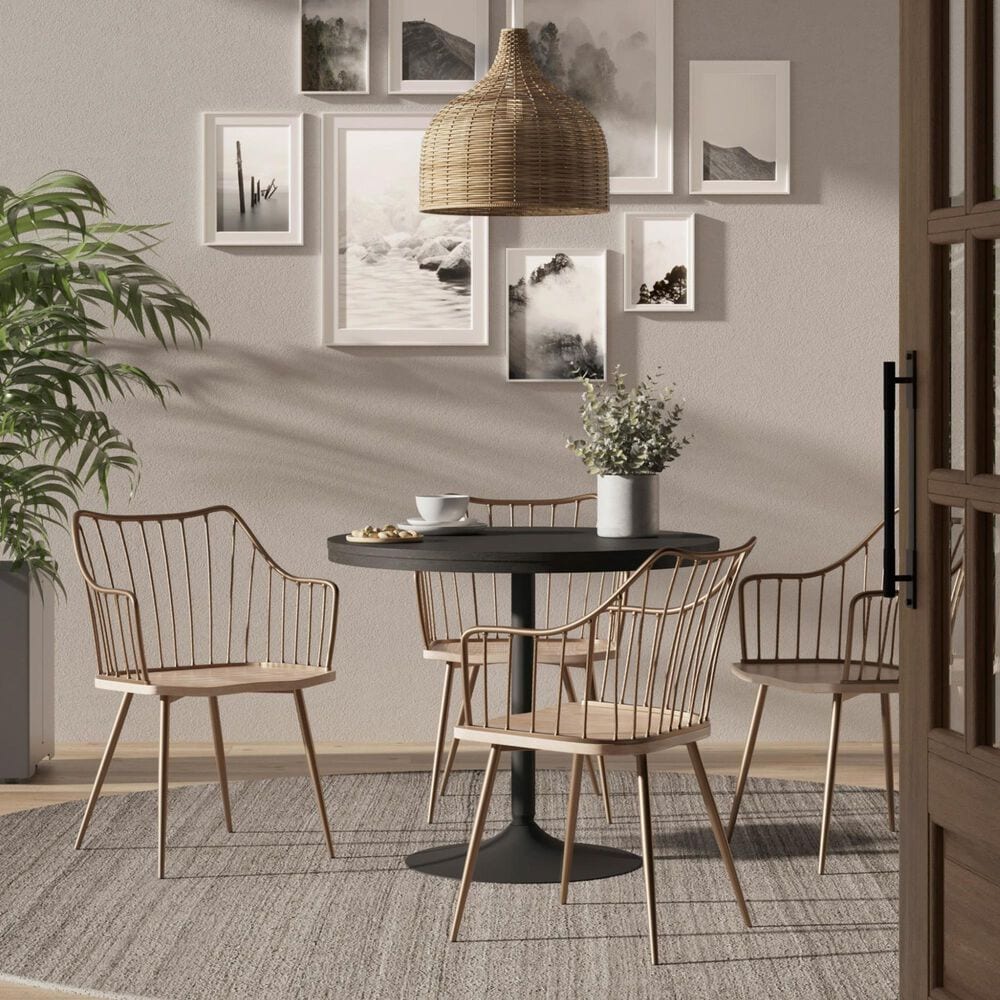 Lumisource Winston Farmhouse Chair in Antique Copper Metal and Whitewashed Wood By LumiSource, , large