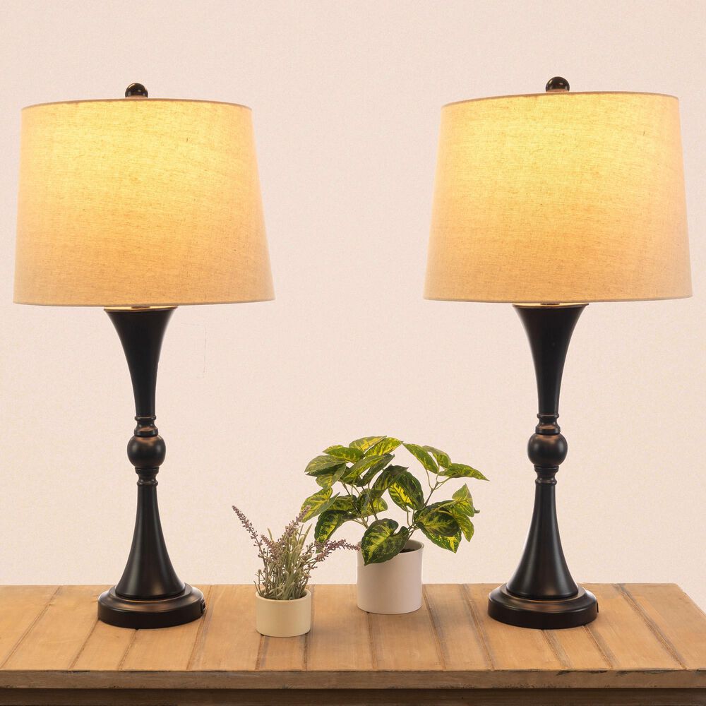 Timberlake 28" Table Lamp with USB Charging Ports and Touch Control in Black (Set of 2), , large