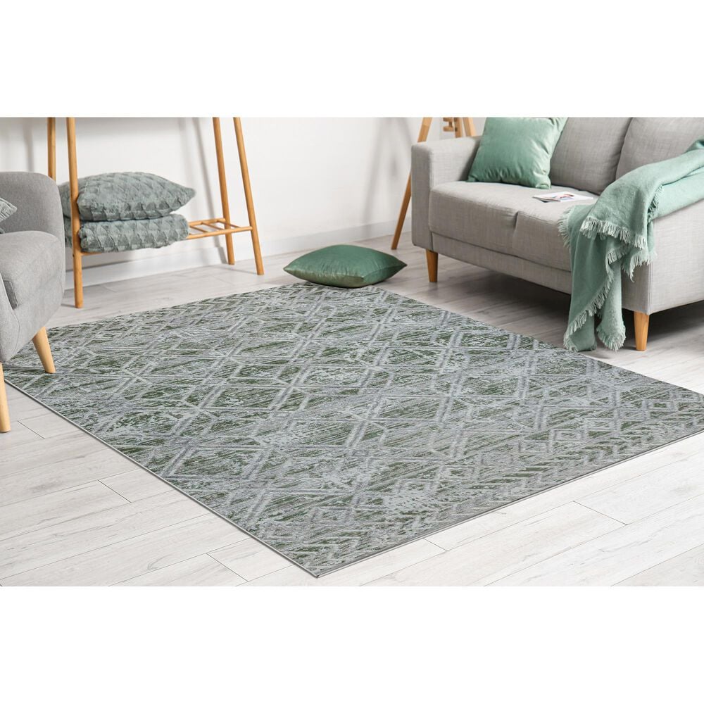 Radici USA Livigno Southwestern 7&#39;10&quot; x 10&#39;6&quot; Green Area Rug, , large
