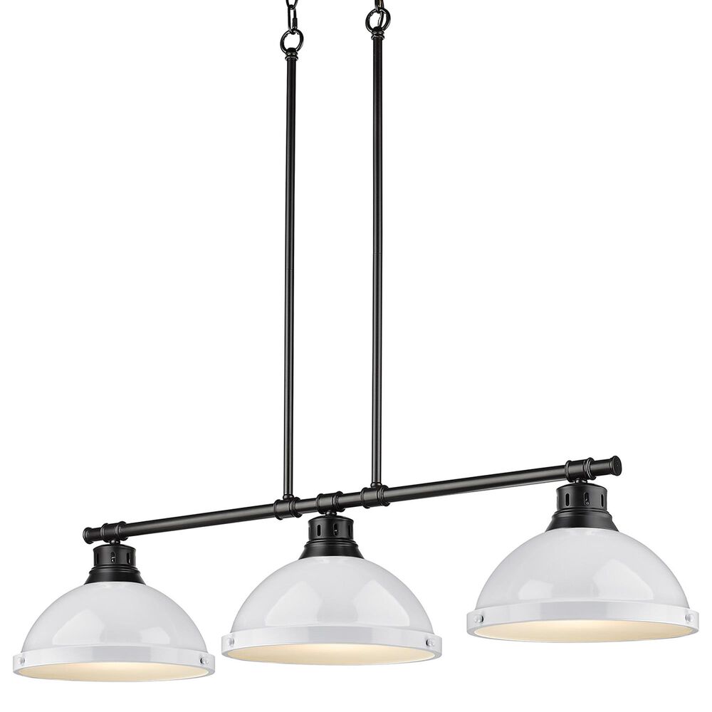 Golden Lighting Duncan 3-Light Pendant with White Shade in Matte Black, , large