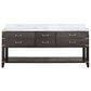 Lexora Home Norwalk 80" Double Bathroom Vanity in Brown Oak with White Carrara Marble Top and Rectangle Sink, , large