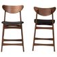 Baxton Studio Latina Counter Stool with Black Cushion in Walnut (Set of 2), , large