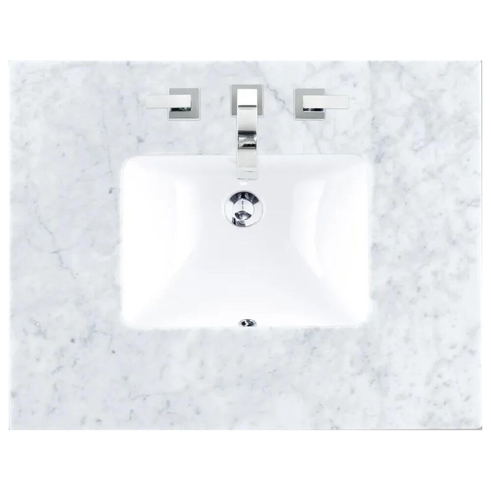 James Martin Vanities Bristol 36&quot; Single Bathroom Vanity in Whitewashed Walnut with 3 cm Carrara White Marble Top and Rectangular Sink, , large