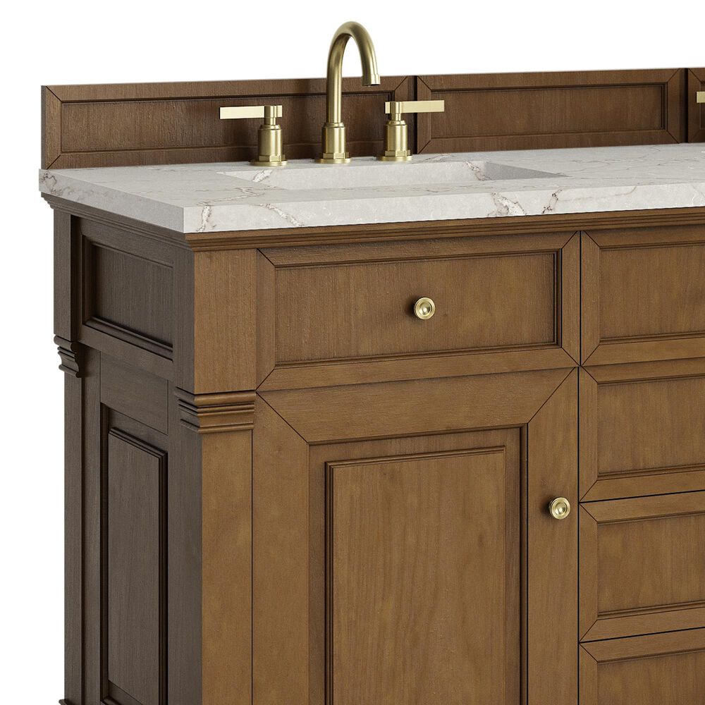James Martin Vanities Brookfield 60" Double Bathroom Vanity in Honey Oak with 3 cm Eternal Jasmine Pearl Silestone Top, Rectangular Sinks and FreePower Wireless Charger, , large