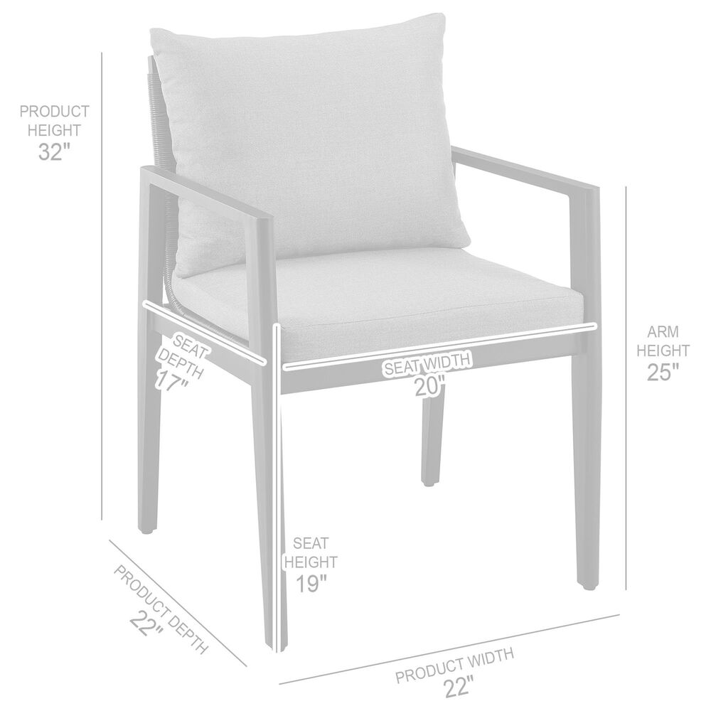 Blue River Grand Outdoor Dining Arm Chair with Dark Gray Cushion in Black (Set of 2), , large