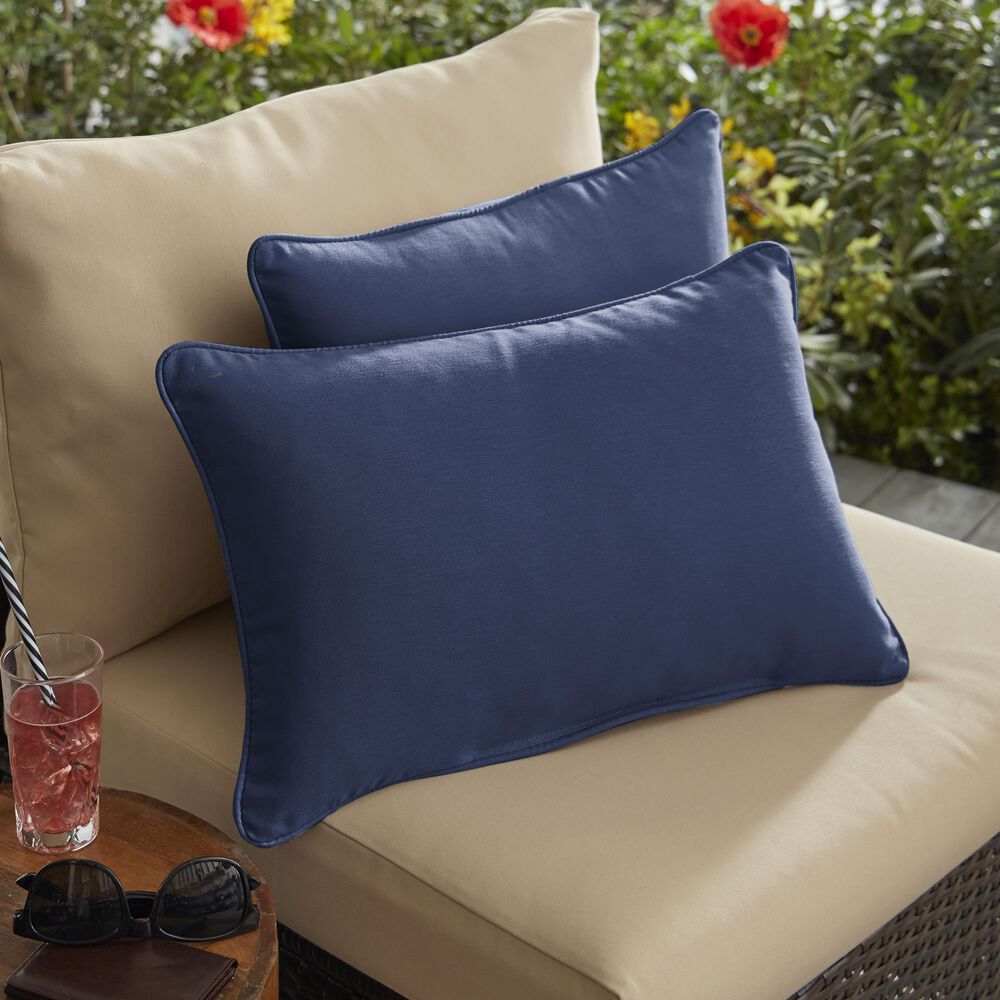 Sorra Home Sunbrella 12" x 24" Pillow in Canvas Navy (Set of 2), , large