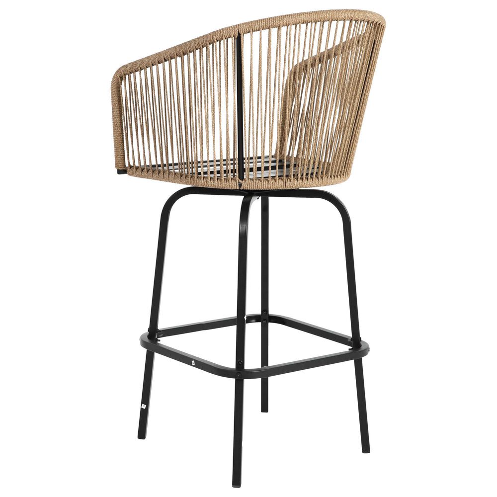 Hearth and Haven 3-Piece Outdoor Patio Bar Set with Gray Cushion in Black, , large