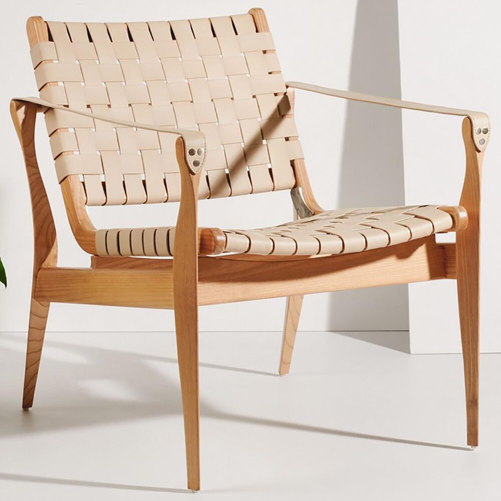 Safavieh Jessica Leather Safari Chair in White, , large