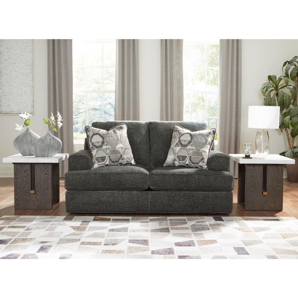 Ashley Karinne Stationary Loveseat in Smoke, , large