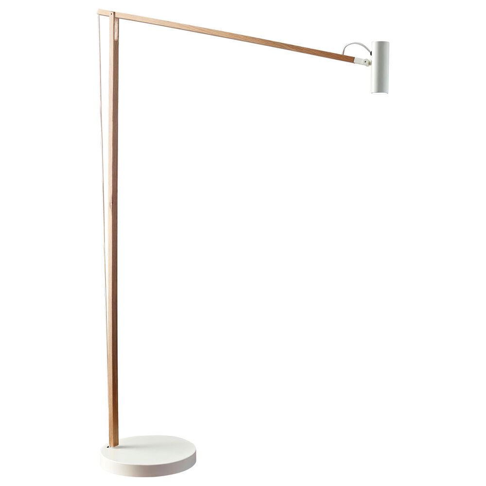 Adesso Crane LED Floor Lamp in Natural Ash Wood and White, , large