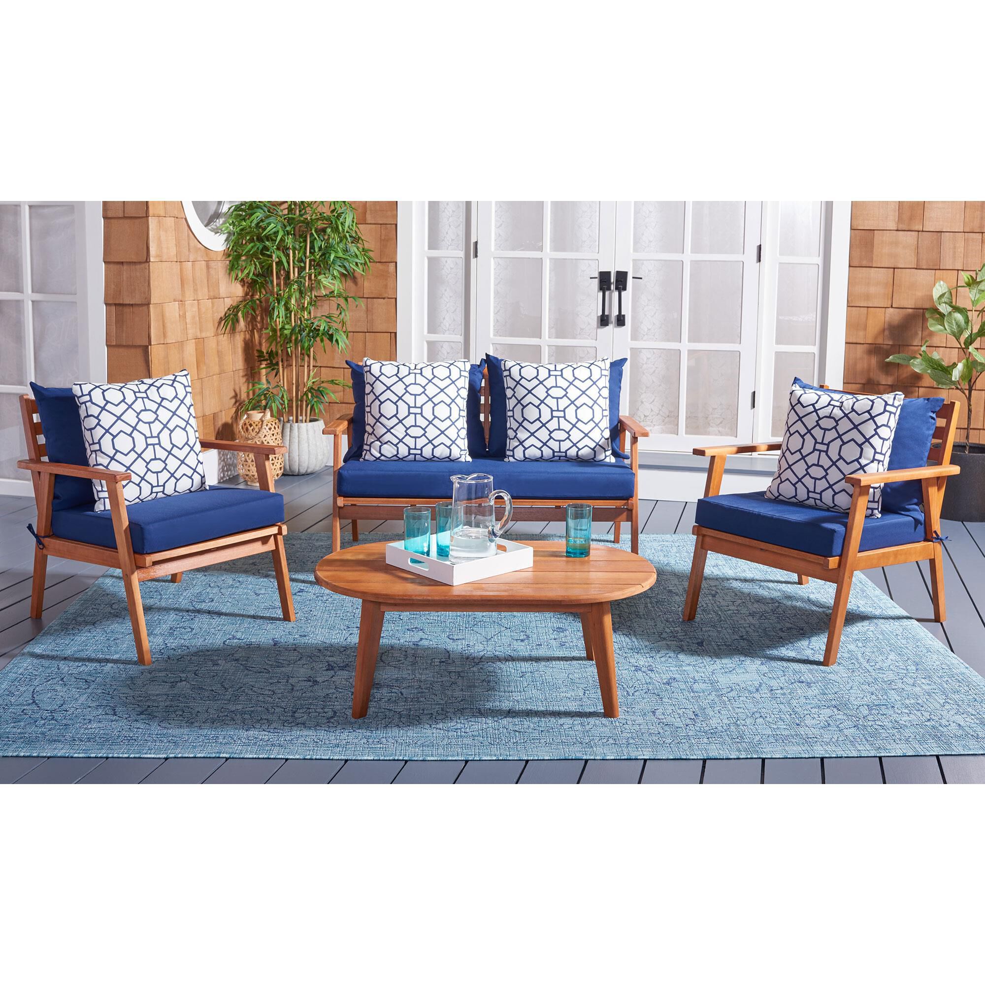 Safavieh Dagny 4 Piece Patio Living Set in Natural NFM