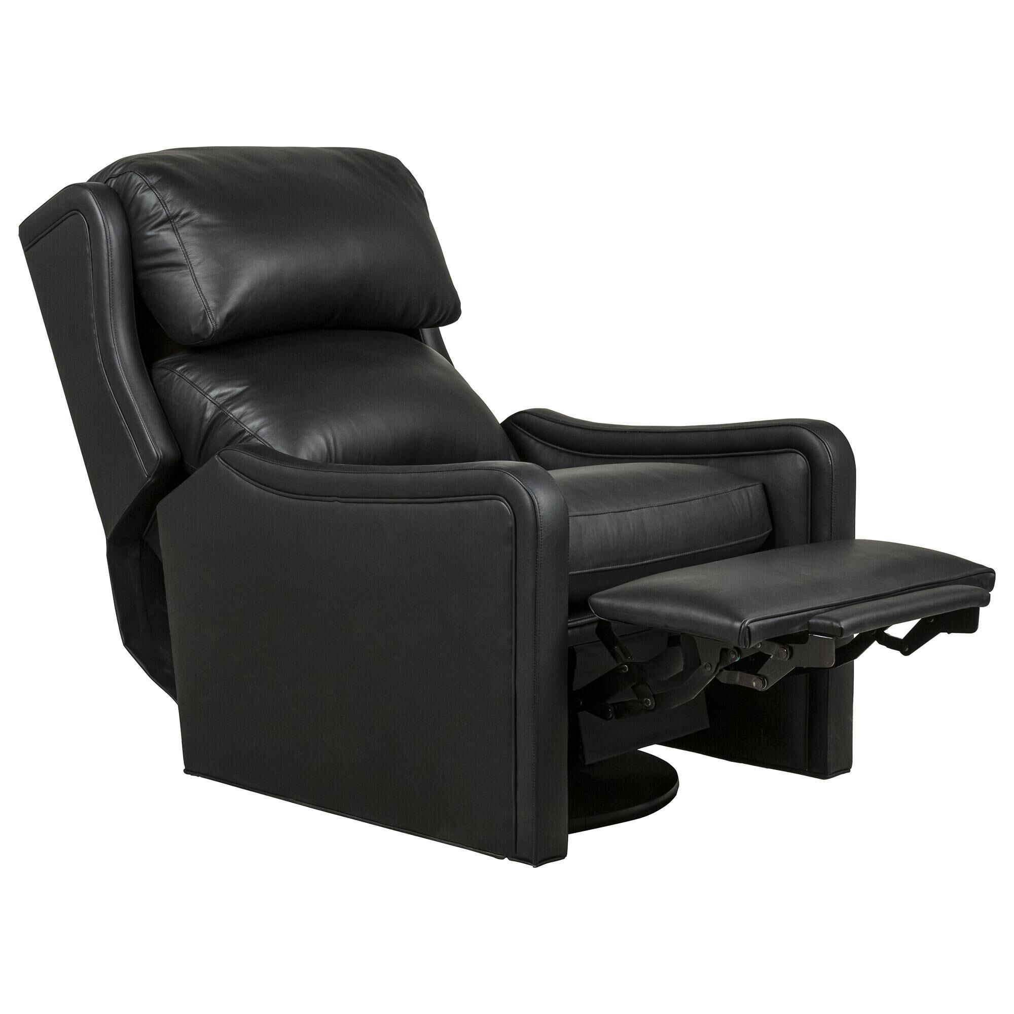 Hancock and Moore Vesuvius Swivel Leather Recliner in Atmore Black NFM