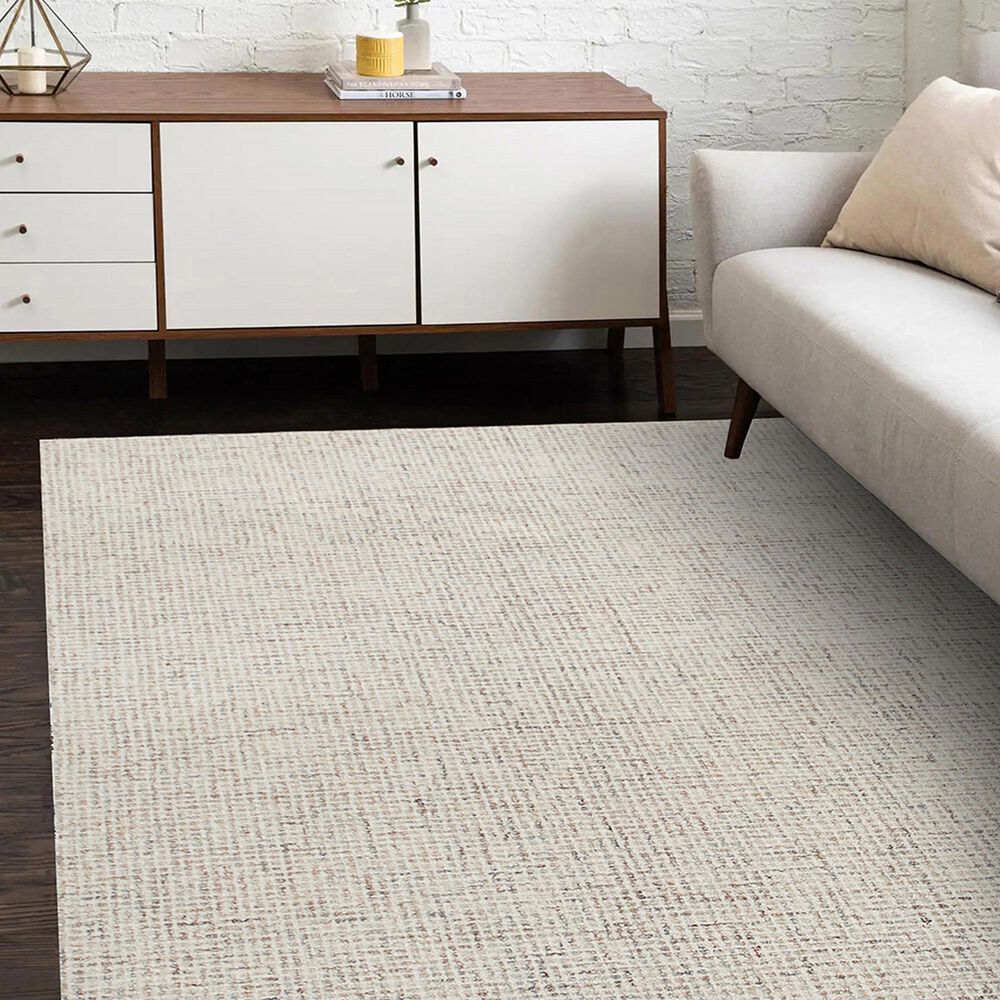 L&amp;R Resources Criss Cross Ivory and Greige 7&#39;9&quot; x 9&#39;9&quot; Area Rug, , large