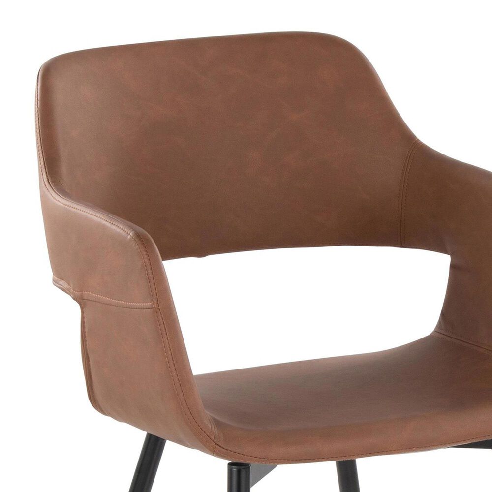 LumiSource Margarite Contemporary Dining/accent Chair in Black Metal and Brown Faux Leather by LumiSource - Set of 2, , large