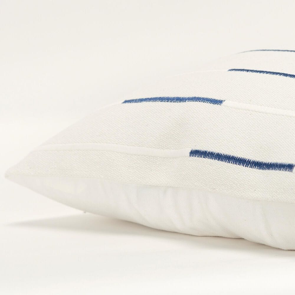 Rizzy Home 20&quot; x 20&quot; Striped Down Filled Throw Pillow in Ivory and Deep Dark Blue, , large