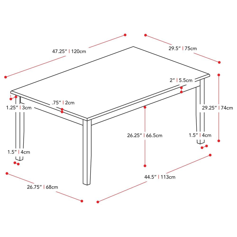 CorLiving Michigan Dining Table in White/Grey, , large