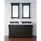 James Martin Vanities Brookfield 60" Double Bathroom Vanity in Burnished Mahogany with 3 cm White Zeus Quartz Top and Rectangular Sinks, , large