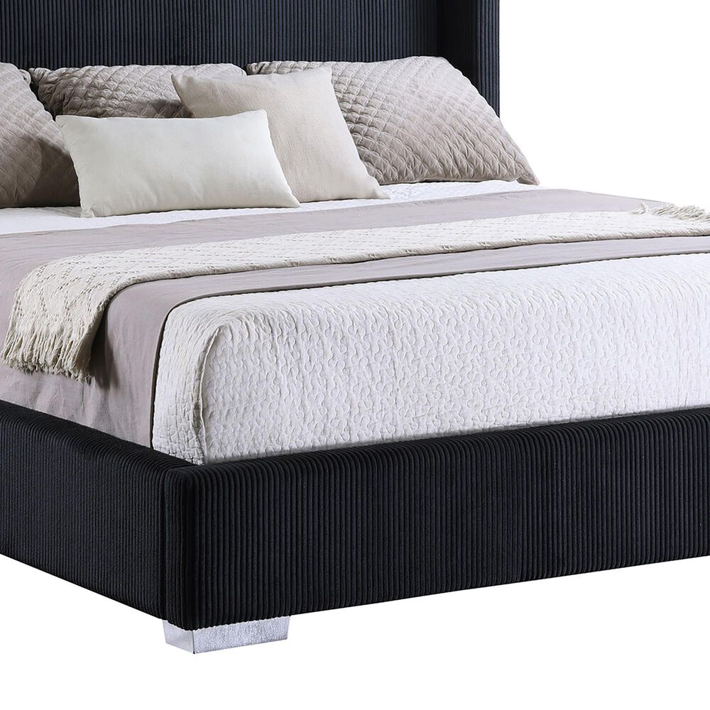 Coaster Tisdall Eastern King Upholstered Fireplace Bed in Black, , large