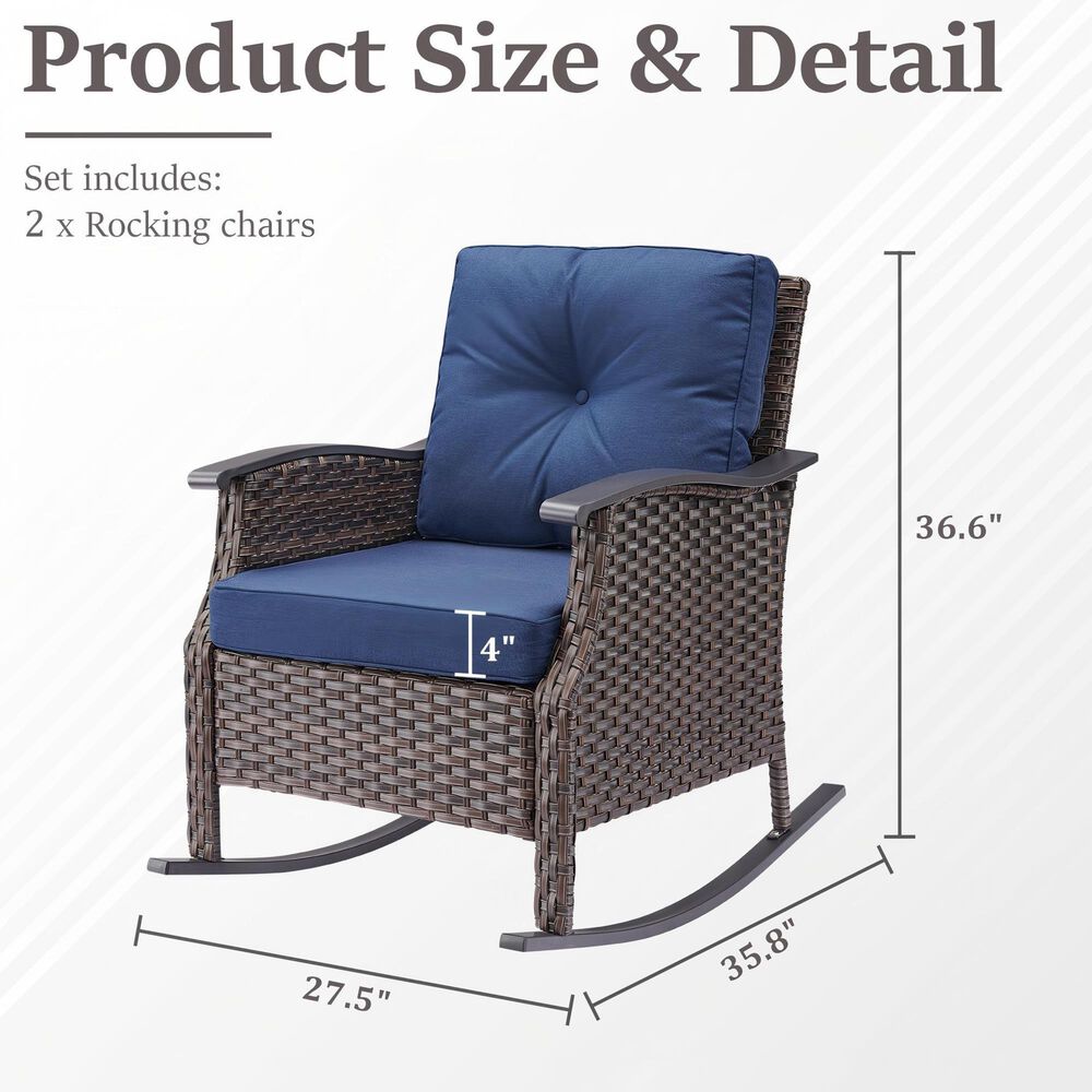 Sunwell Garden Patio Rocking Chair in Navy, , large