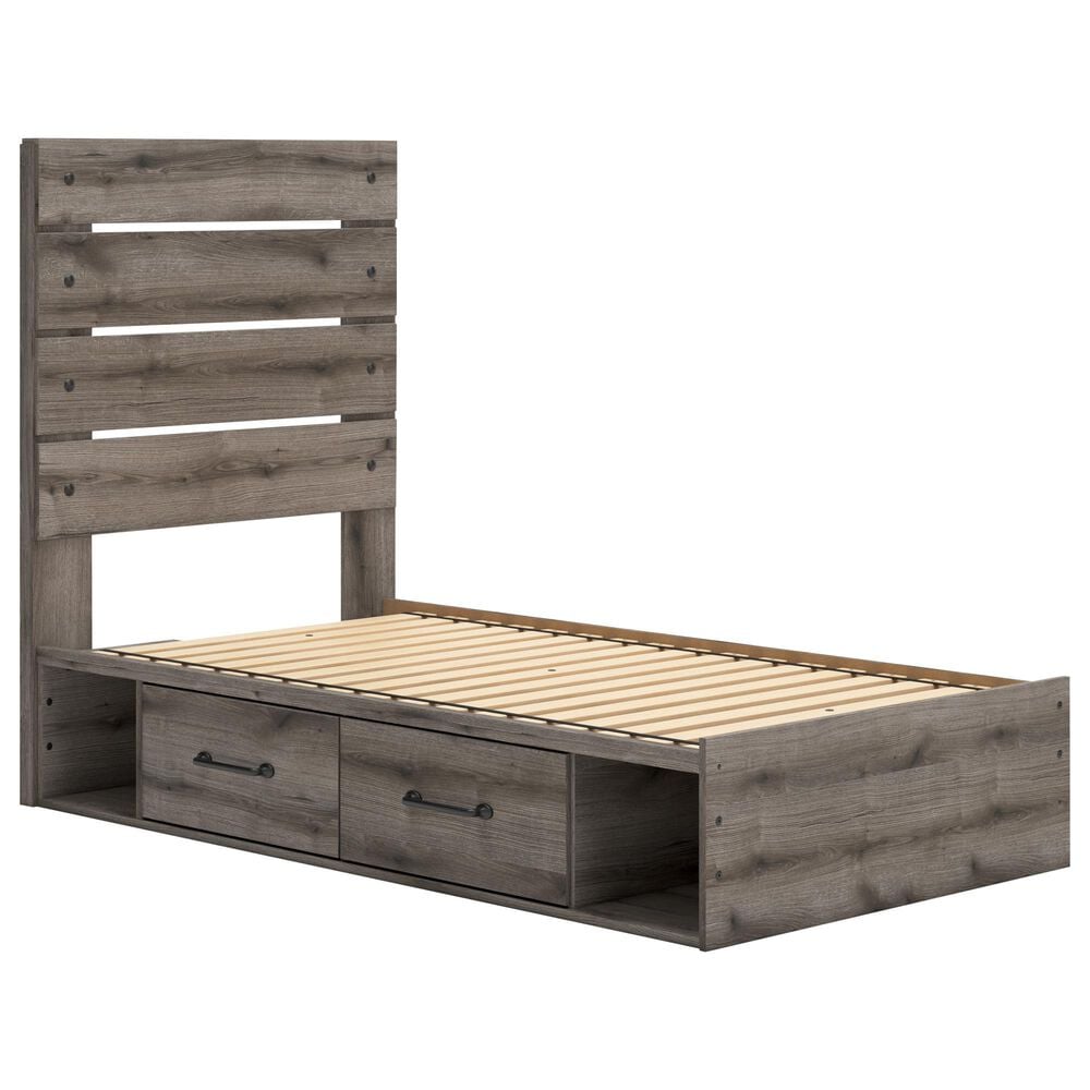 Ashley Graystorm Twin Panel Bed with Storage in Brown Gray, , large