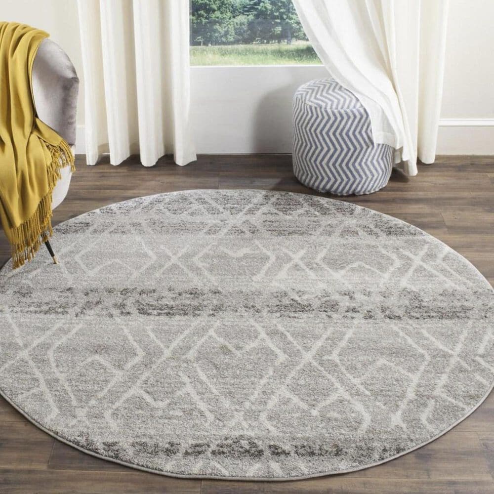 Safavieh Adirondack ADR124B 6" Round Silver and Ivory Area Rug, , large