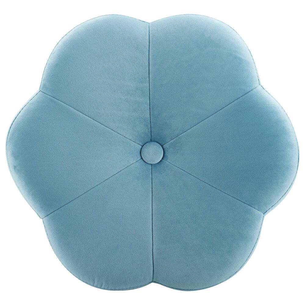 Linon Home Decor Seraphina Vanity Stool with Blue Cushion in Gold, , large