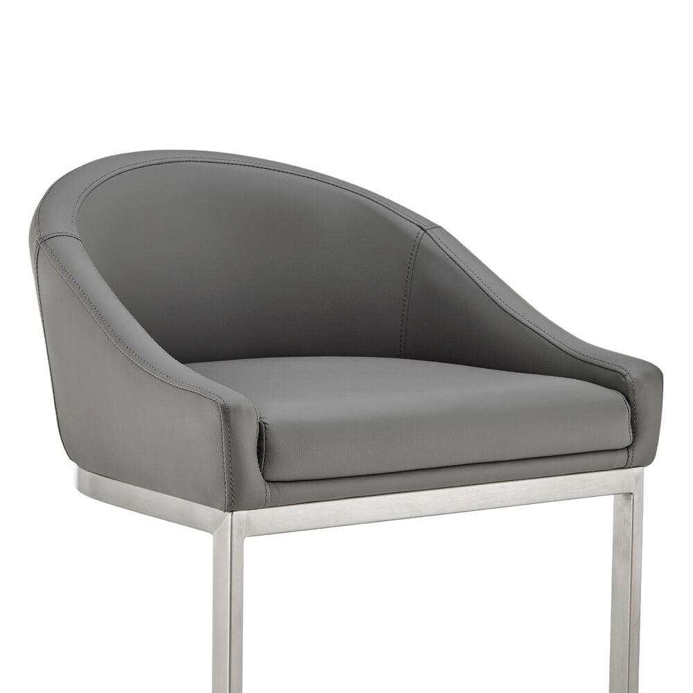 Blue River Katherine 26&quot; Counter Stool with Gray Cushion in Brushed Stainless Steel, , large