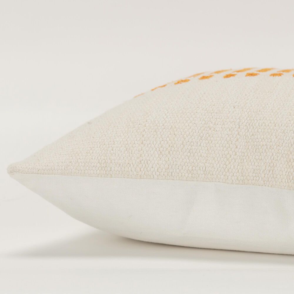 Rizzy Home 14&quot; x 20&quot; Striped Down Filled Lumbar Pillow in Natural and Orange, , large