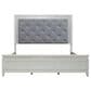 Belle Furnishings Reflections King Panel Bed with Gray Upholstered in Pearl White and Rhinestone, , large