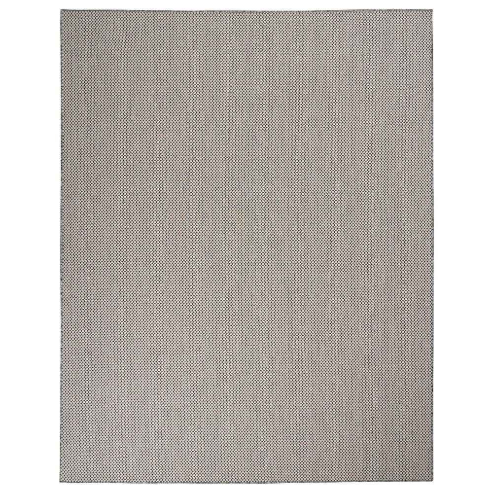 Nourison Courtyard Ivory and Charcoal 8&#39; x 10&#39; Indoor/Outdoor Area Rug, , large