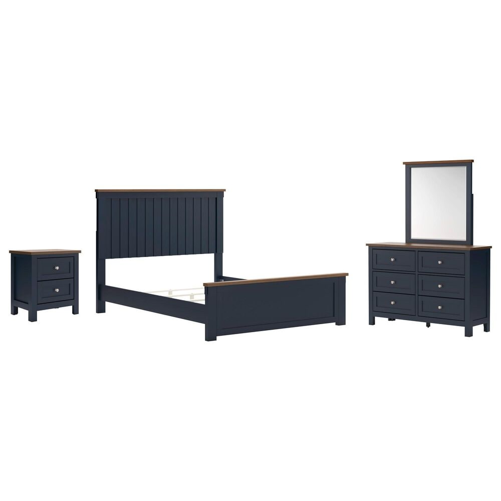 Ashley Landocken 4-Piece Queen Bedroom Set in Brown and Blue, , large