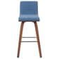 Armen Living Vienna Swivel Bar Height Stool with Vintage Blue Upholstery in Walnut, , large