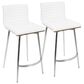 Lumisource Mason Swivel Counter Stool with White Cushion in Stainless Steel and Walnut (Set of 2), , large