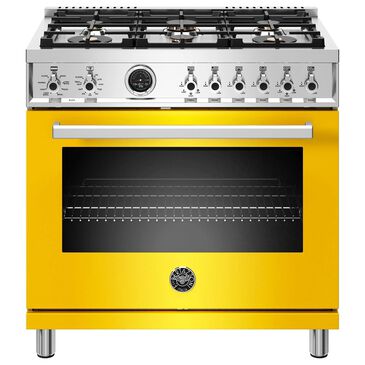 Bertazzoni Professional Series 36" Pro Style Duel Fuel Range in Yellow, , large